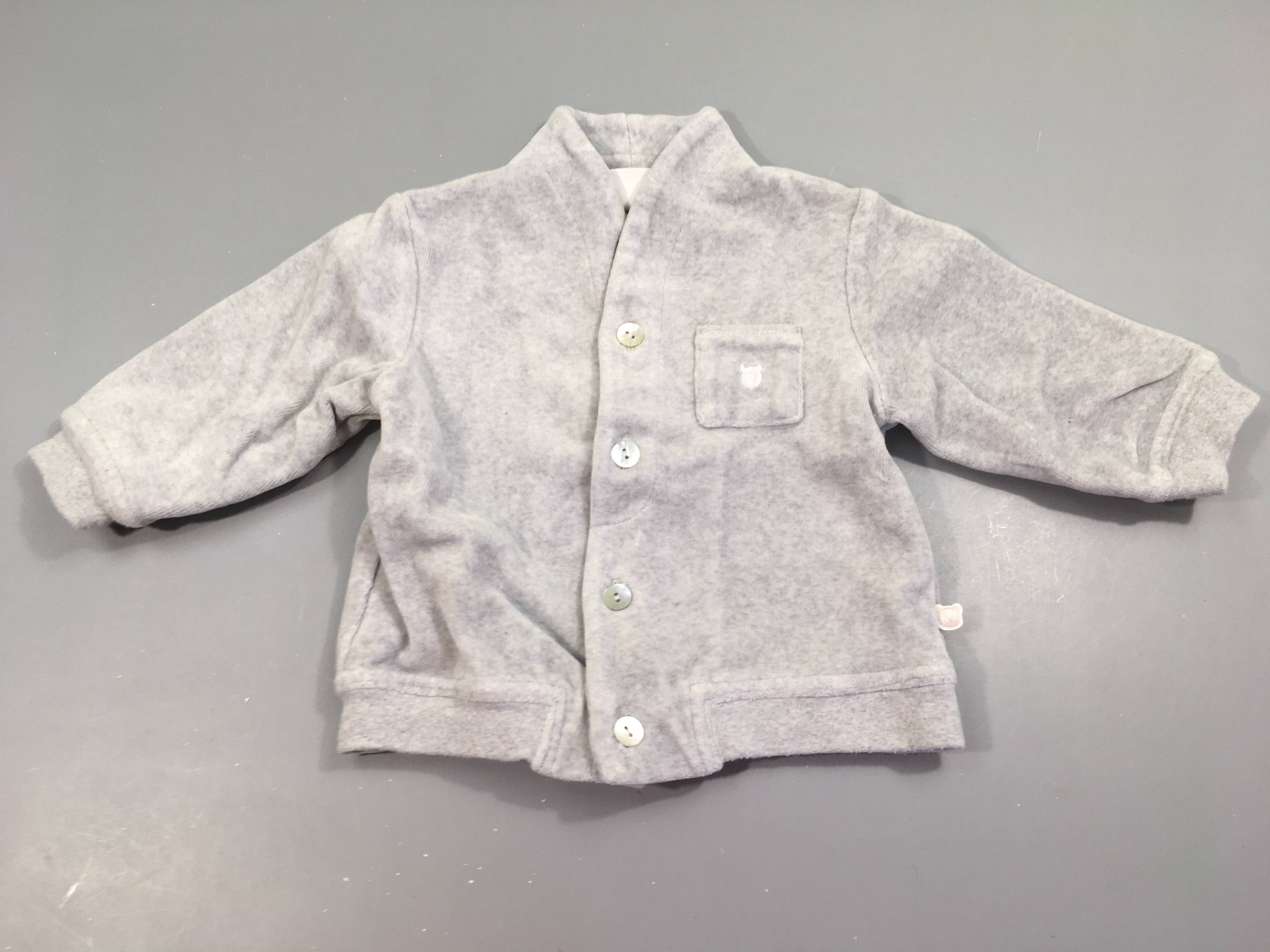 Gilet velours gris clair boutons