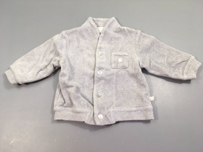 Gilet velours gris clair boutons, moins cher chez Petit Kiwi