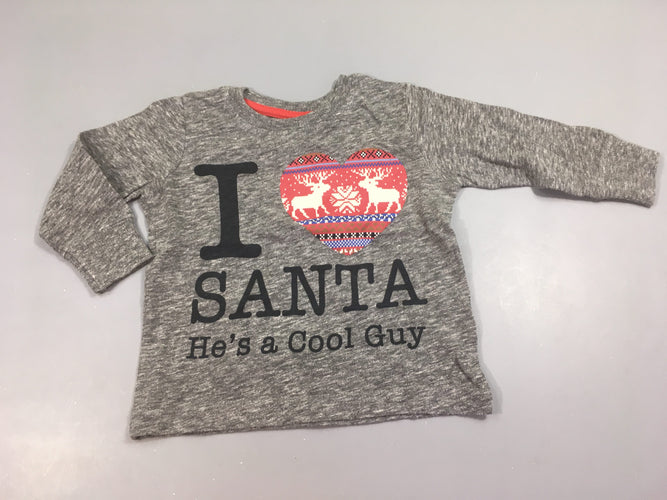 T-shirt m.l gris foncé chiné I LOVE SANTA, moins cher chez Petit Kiwi