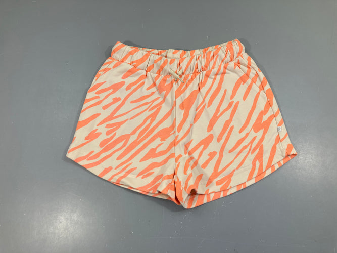 Short molleton écru rayures orange, moins cher chez Petit Kiwi