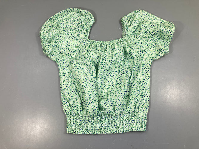 Blouse m.c verte fleurie s.mockée taille, moins cher chez Petit Kiwi