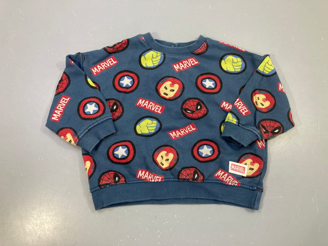 Sweat bleu super-héros, Ma.rvel, bouloché, moins cher chez Petit Kiwi