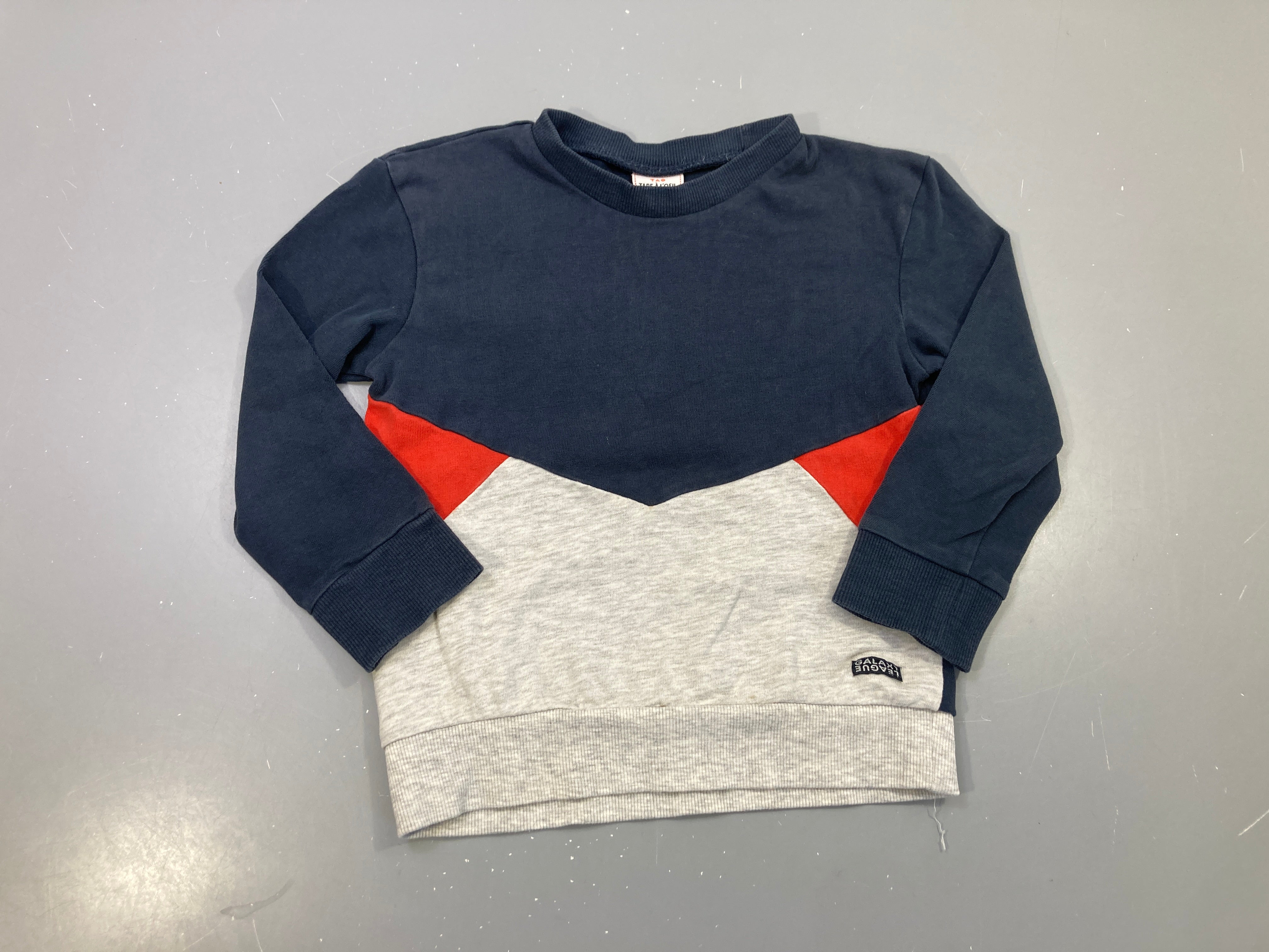Sweat bleu marine, gris chiné et rouge, Galaxy League