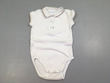 Body m.c polo blanc bord beige