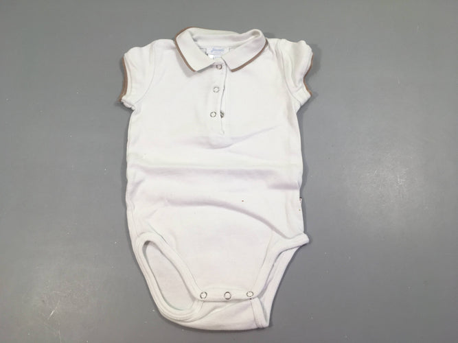 Body m.c polo blanc bord beige, moins cher chez Petit Kiwi