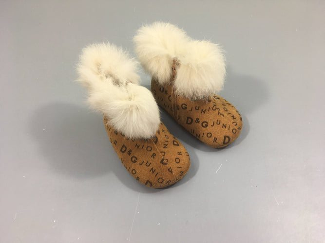 Chaussures souples montantes nubuck et fourrure, P19, état neuf, moins cher chez Petit Kiwi