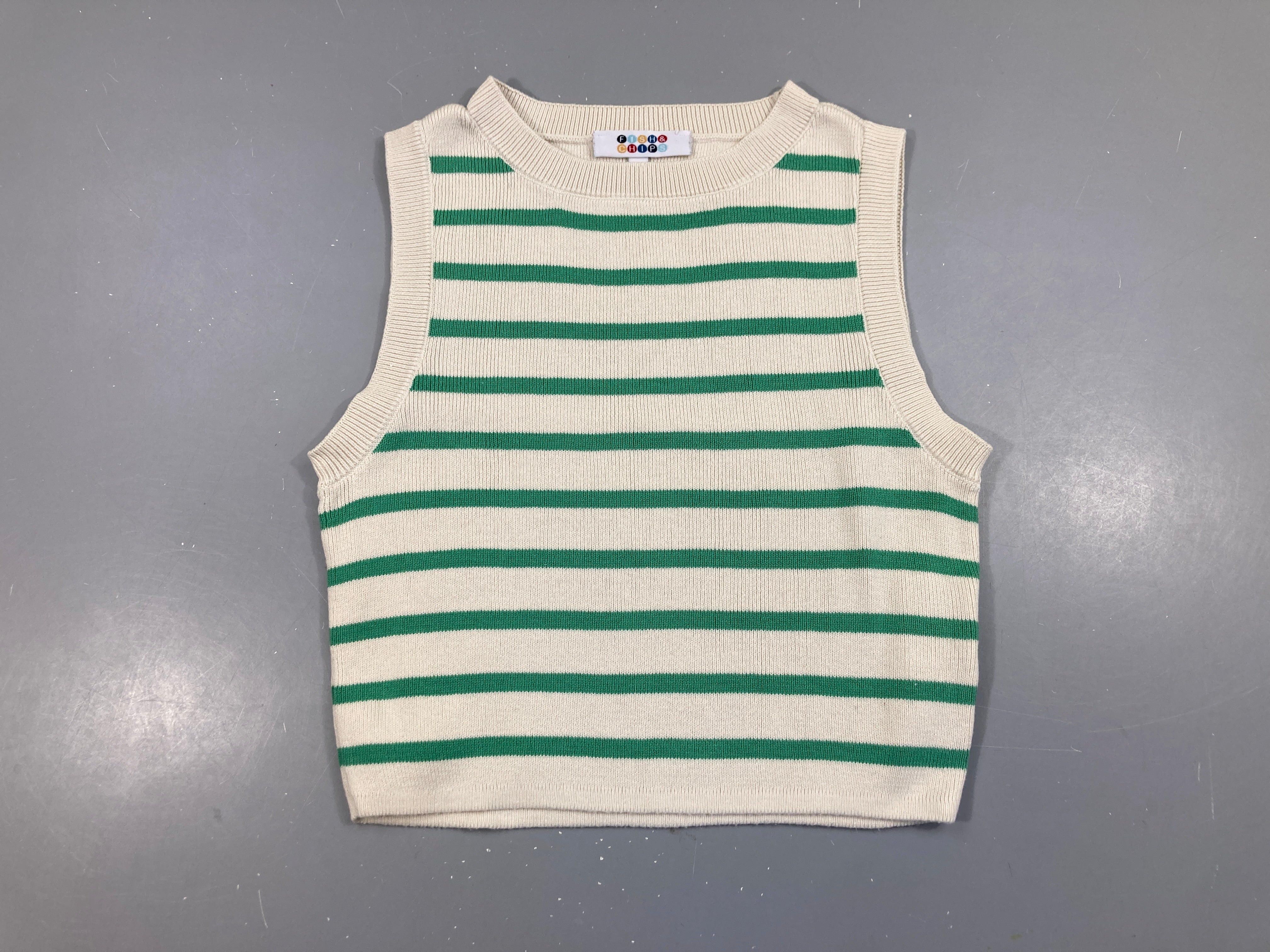 T-shirt s.m court blanc rayé vert