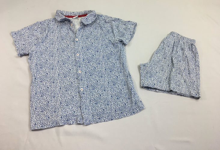 Pyjama 2pcs jersey blanc motifs bleus, moins cher chez Petit Kiwi
