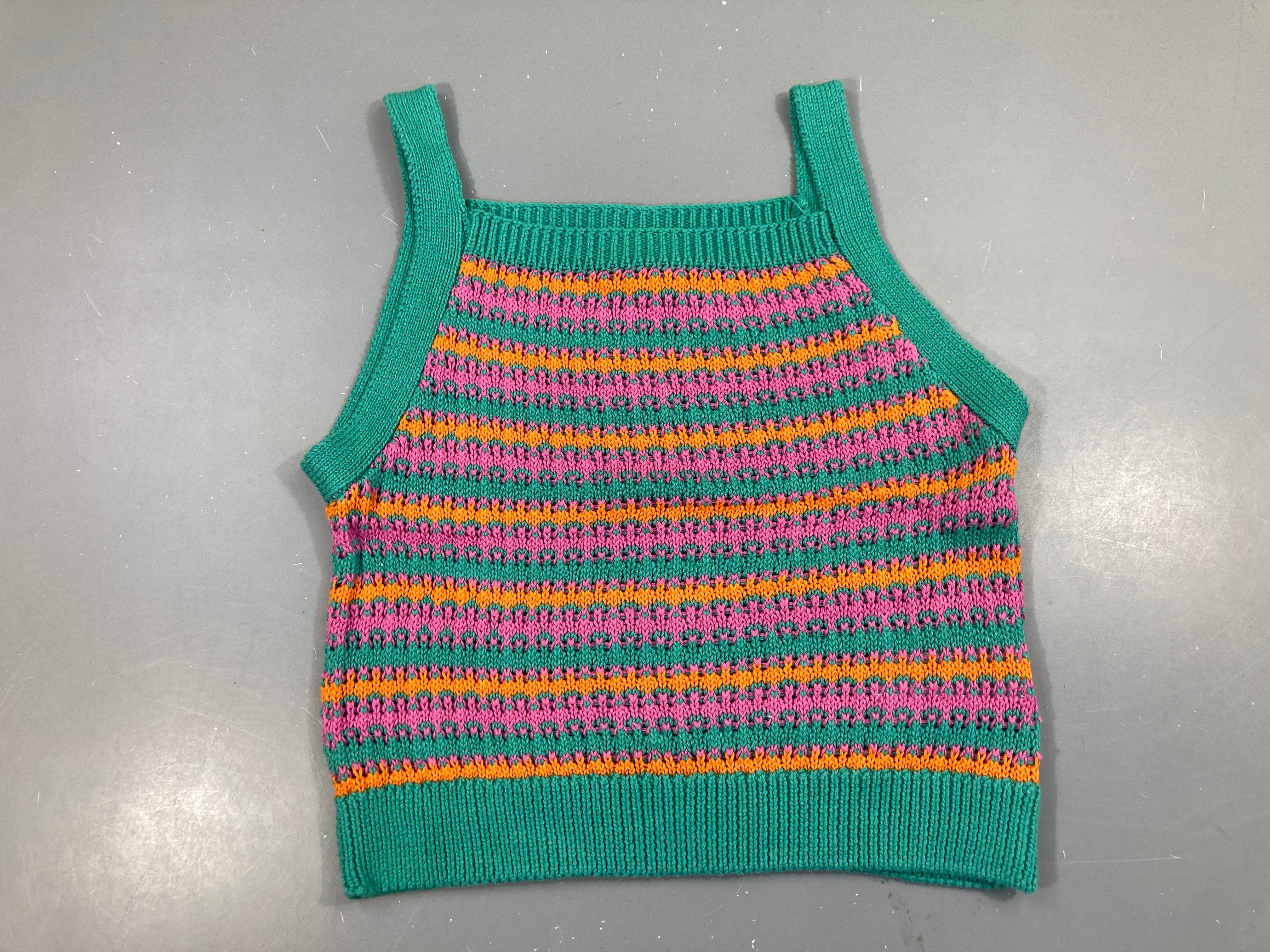 T-shirt s.m court crochet rayé multicolore