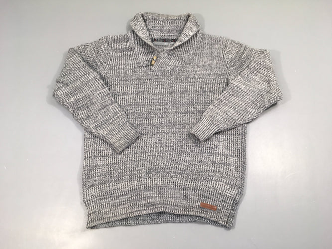 Pull gris chiné col châle, moins cher chez Petit Kiwi