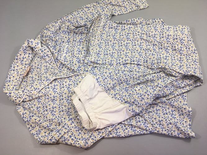 Pyjama 2 pcs grossesse blanc petites fleurs bleu/vert, moins cher chez Petit Kiwi