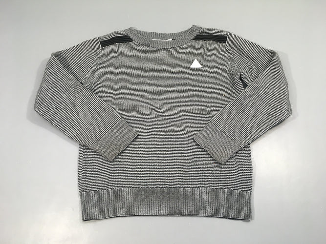 Pull gris chiné noir triangle blanc, moins cher chez Petit Kiwi