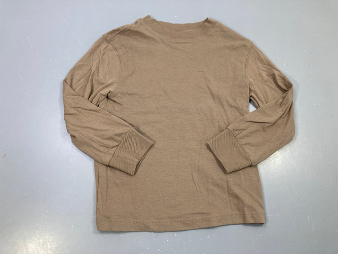 T-shirt m.l taupe uni, poignets côtelés, M&S, moins cher chez Petit Kiwi