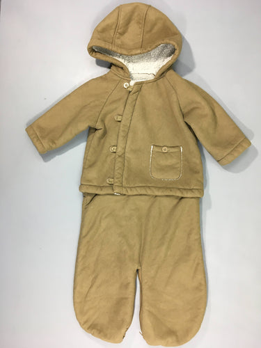 Combi-veste-nid d'ange imitation mouton retourné kaki, bas amovible, 12-18m, moins cher chez Petit Kiwi