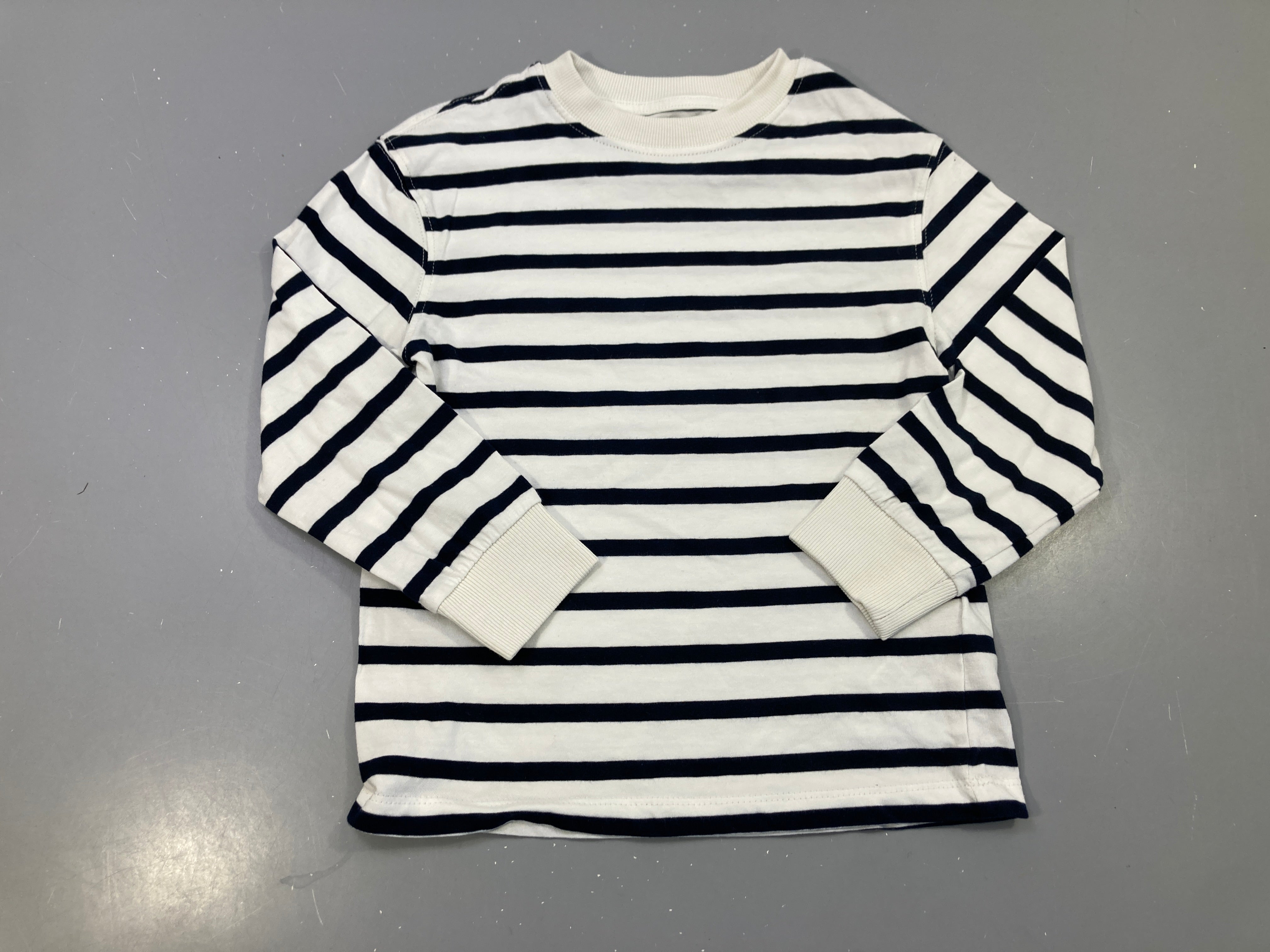 T-shirt m.l blanc rayé bleu marine, M&S
