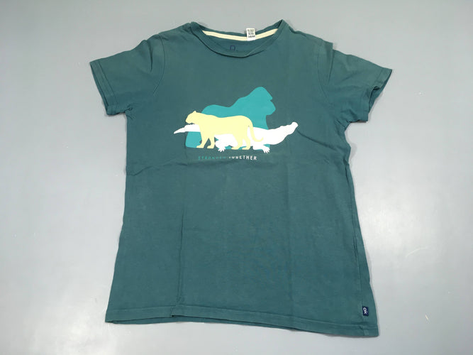 T-shirt m.c vert bleuté animaux Flox légèrement décollé queue, moins cher chez Petit Kiwi