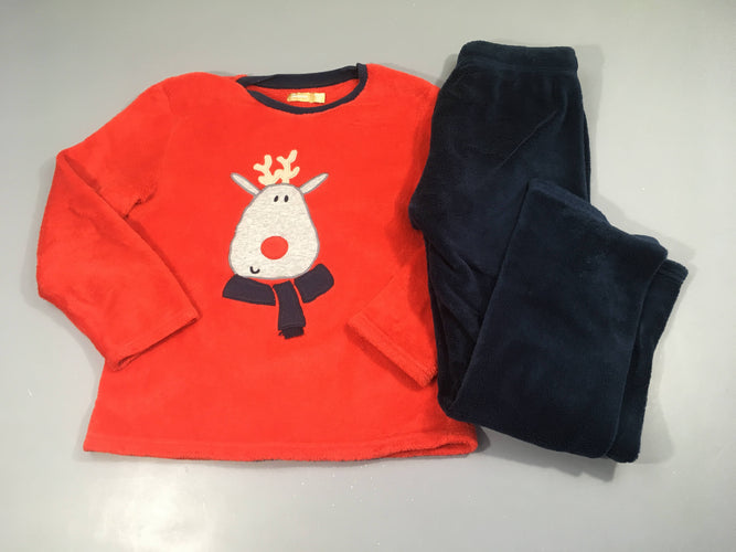 Pyjama 2pcs velours rouge bleu Renne, moins cher chez Petit Kiwi