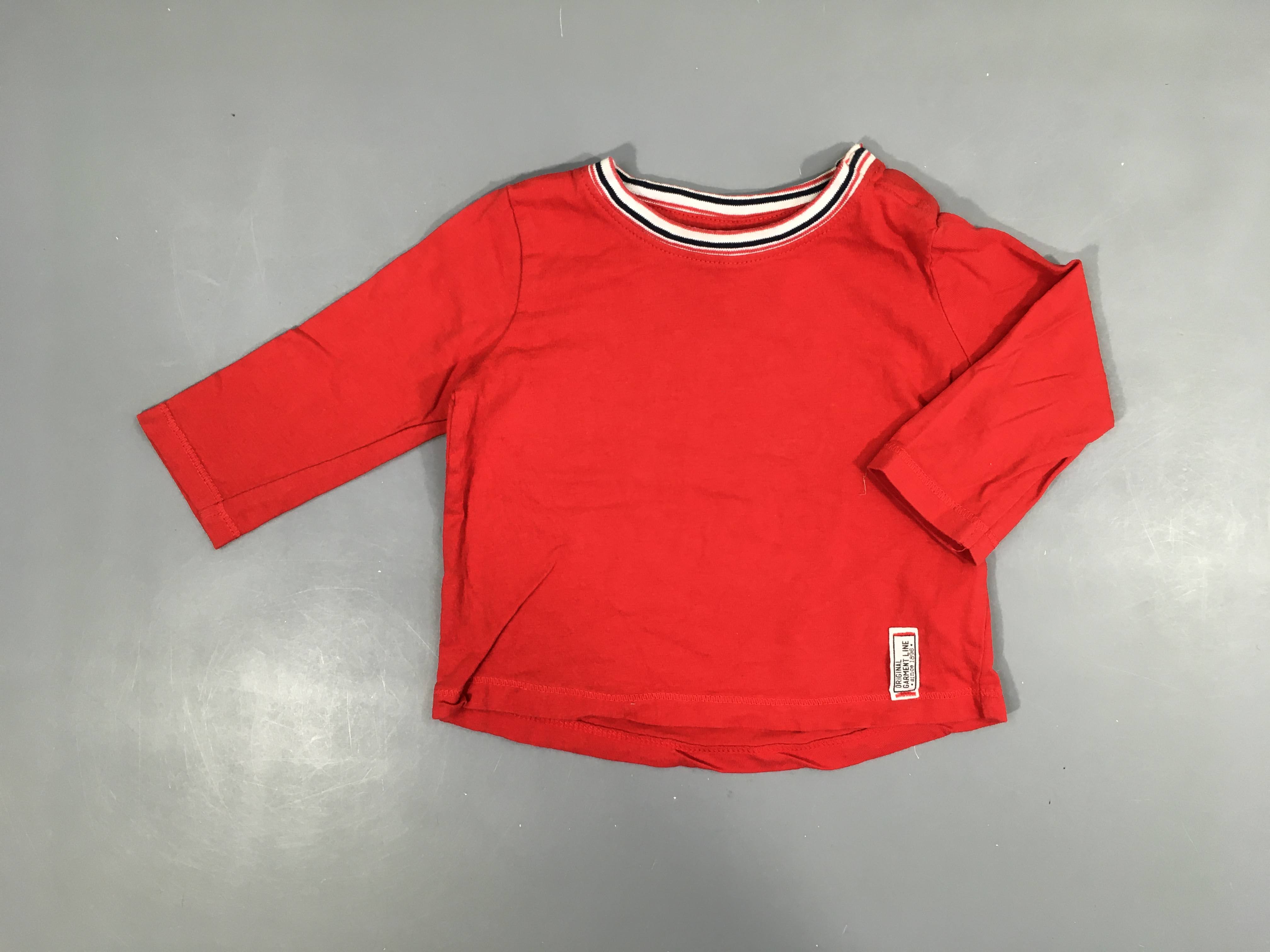 T-shirt m.l rouge col blanc-bleu