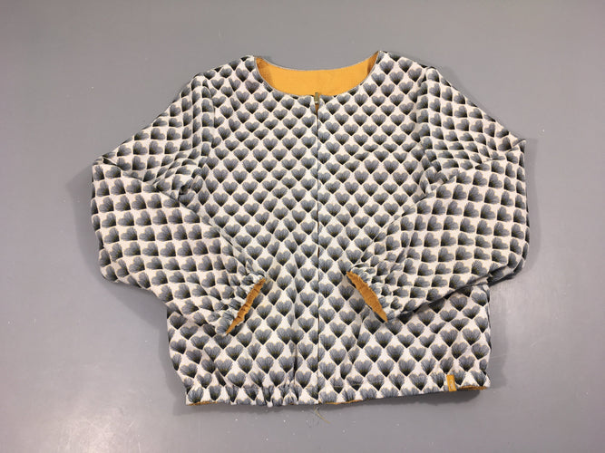 Gilet zippé réversible gris paon/moutarde, moins cher chez Petit Kiwi