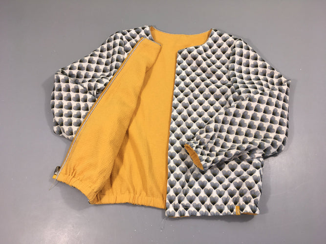 Gilet zippé réversible gris paon/moutarde, moins cher chez Petit Kiwi
