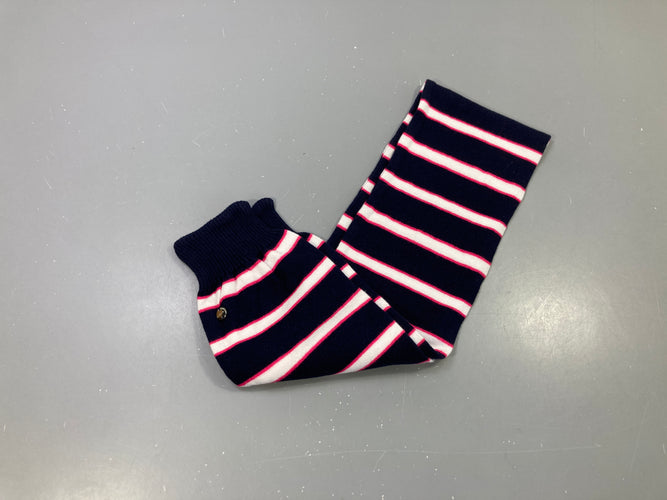Écharpe bleu marine rayée blanc et rose, maille, moins cher chez Petit Kiwi