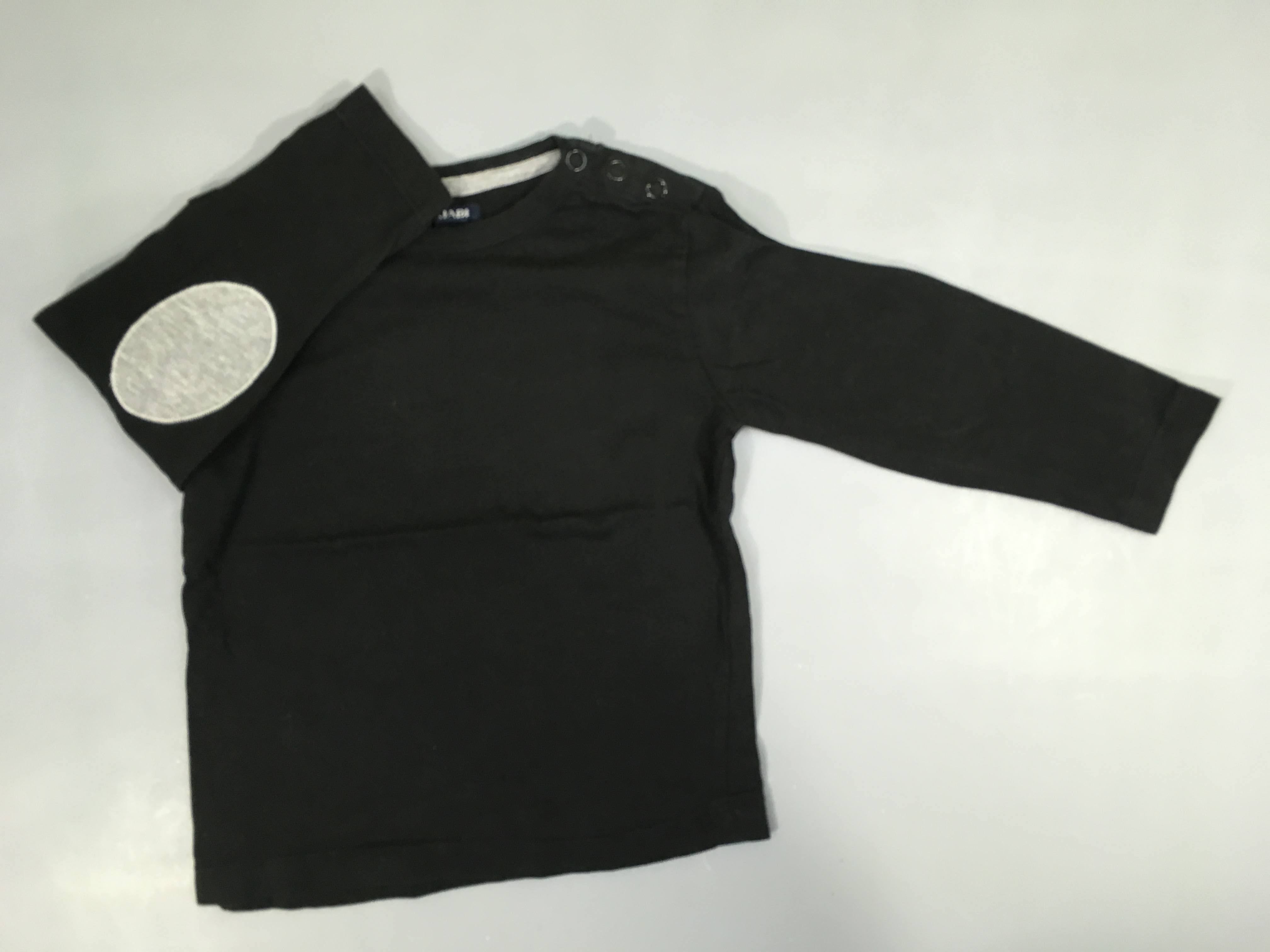 T-shirt m.l noir pressions au col