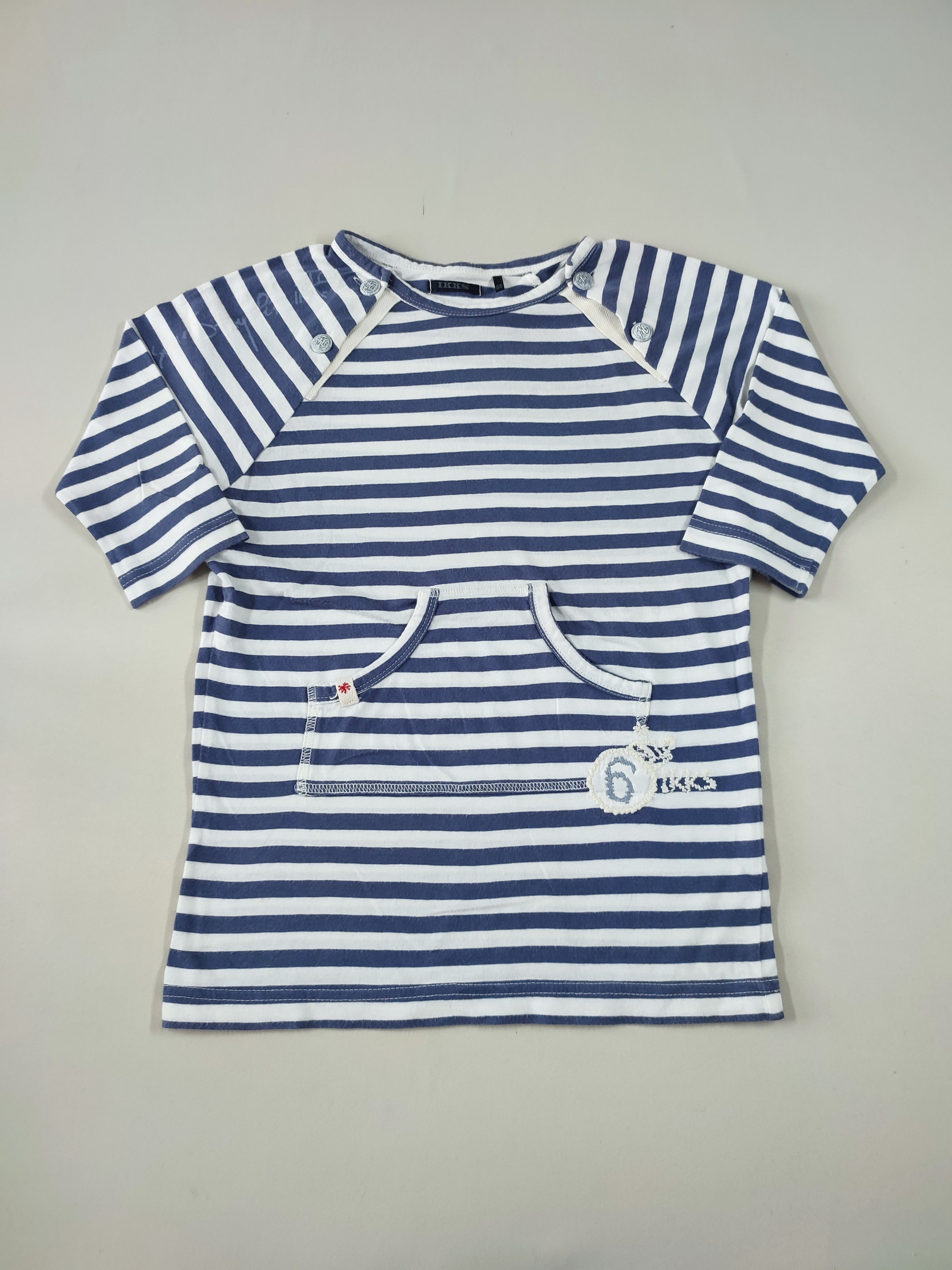 T-shirt m.l rayé blanc/bleu poche ventrale 