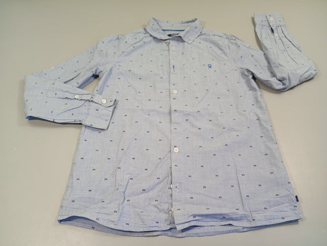 Chemise m.l  bleue à motifs "OK", moins cher chez Petit Kiwi