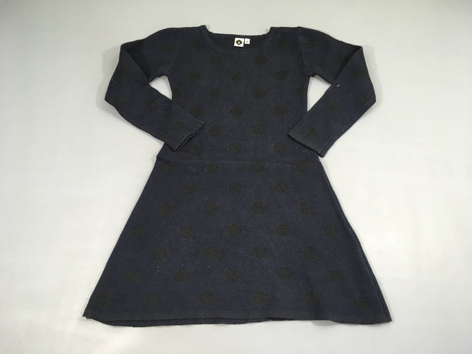 Robe m.l fines mailles bleu marine pois noirs, moins cher chez Petit Kiwi