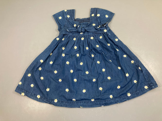 Robe m.c denim fleurs brodées, moins cher chez Petit Kiwi