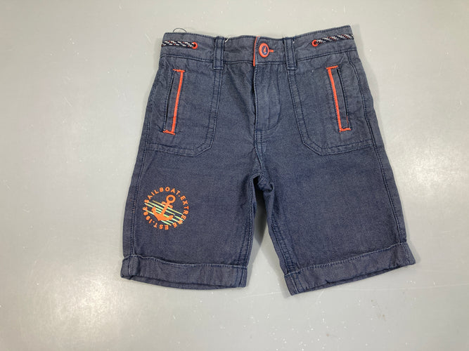 Bermuda bleu chiné blanc orange ancre, moins cher chez Petit Kiwi