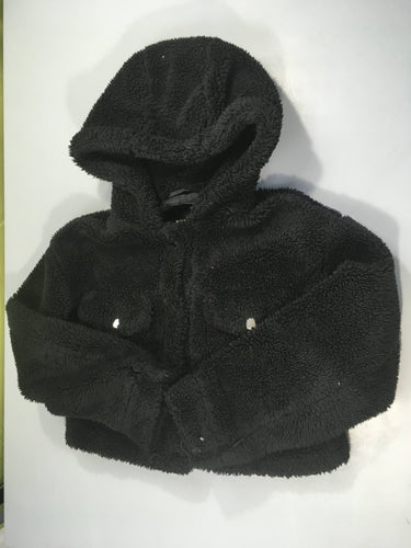 Gilet-veste épais crop top moutonné noir à capuche, Pull&Bear, moins cher chez Petit Kiwi
