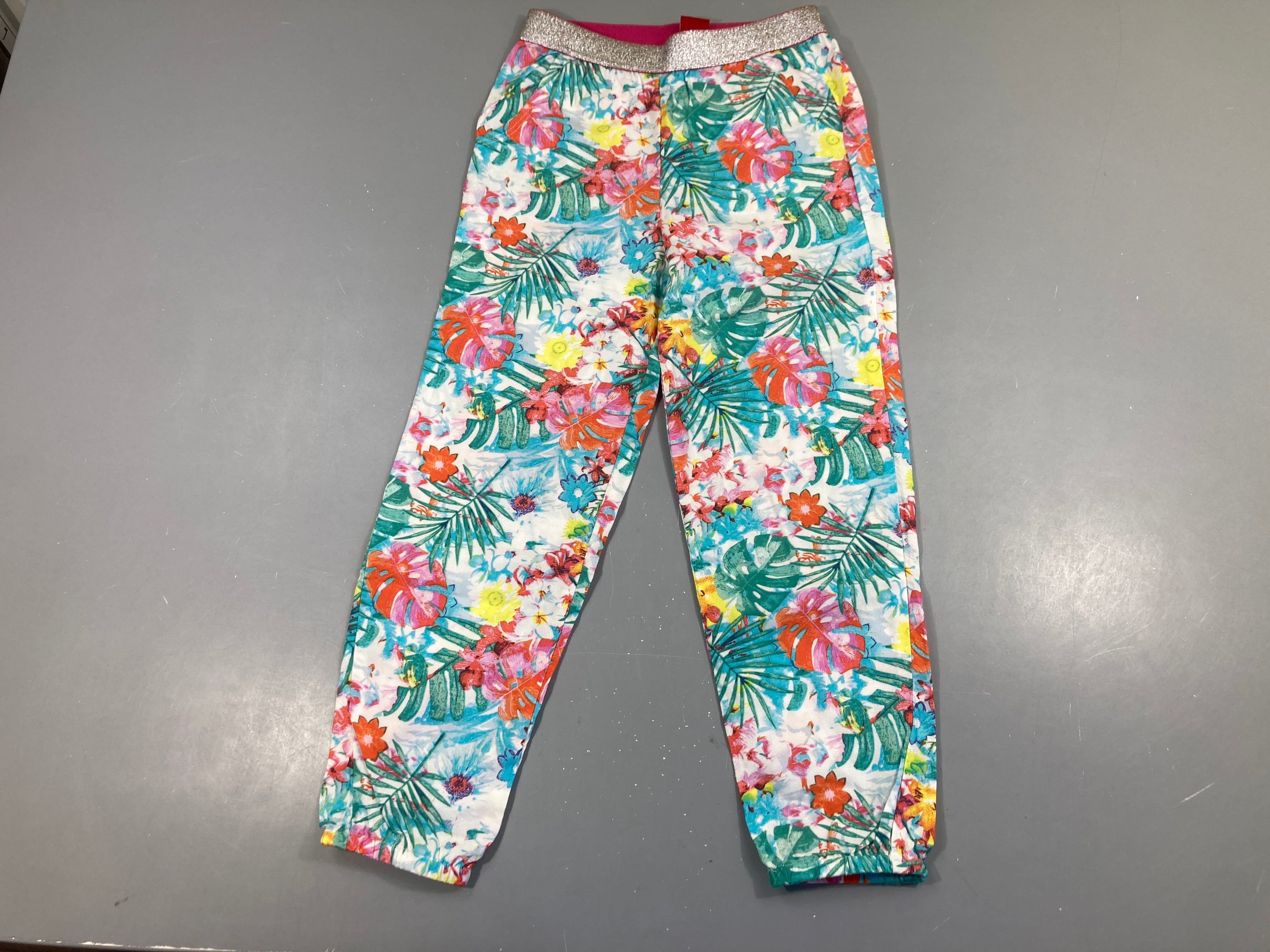 Pantalon fluide blanc feuilles