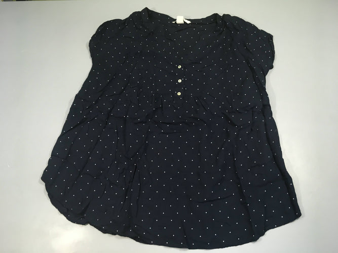 Blouse m.c bleu marine pois blancs, moins cher chez Petit Kiwi