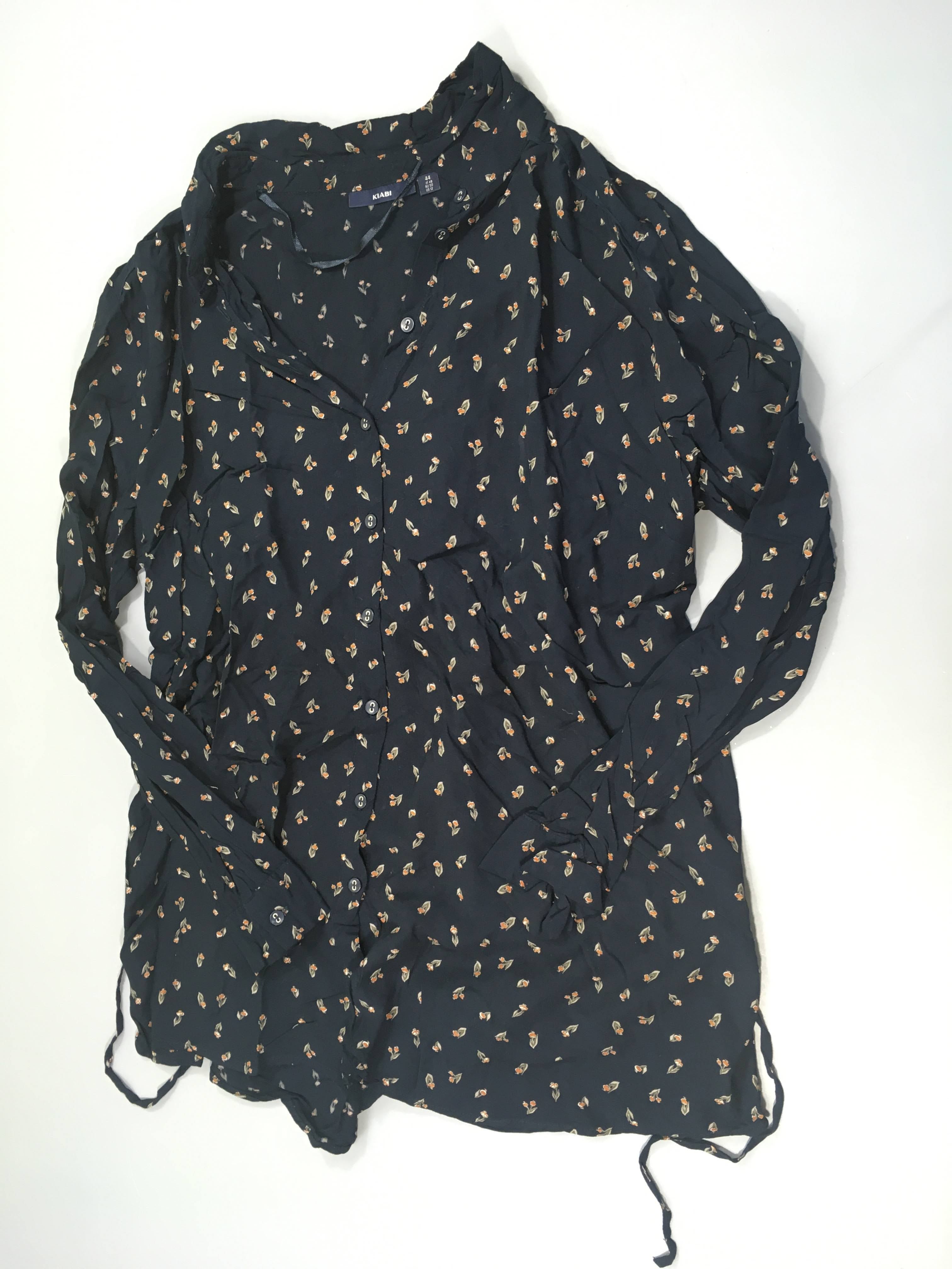 Blouse ml bleu marine fleurs