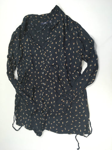Blouse ml bleu marine fleurs, moins cher chez Petit Kiwi