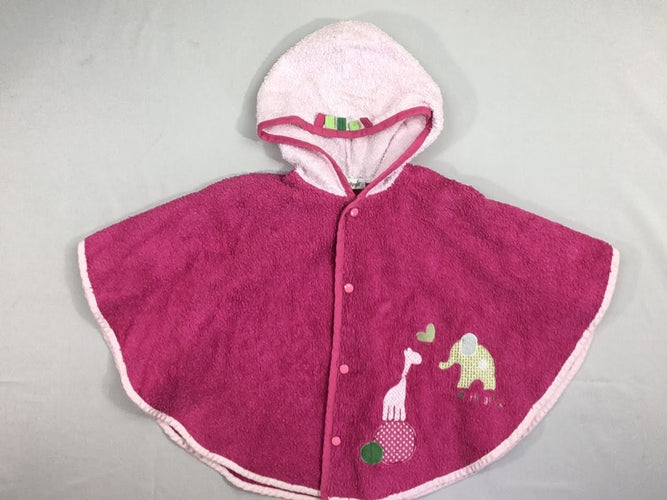 Cape de bain éponge rose vif girafe, moins cher chez Petit Kiwi