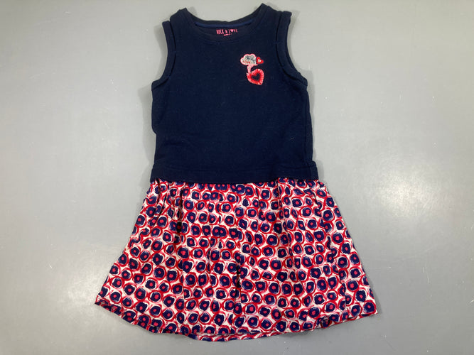 Robe s.m bi-matière haut molleton bleu marine irisé Rock bas coton blanc pois, moins cher chez Petit Kiwi