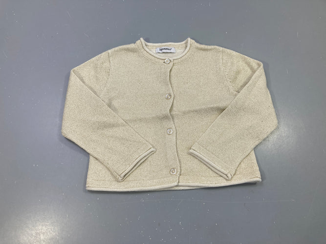 Gilet doré maille sequins, boutons bijoux, moins cher chez Petit Kiwi
