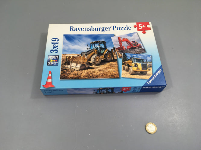 Complet 3 puzzles 49pcs engins de chantier, moins cher chez Petit Kiwi
