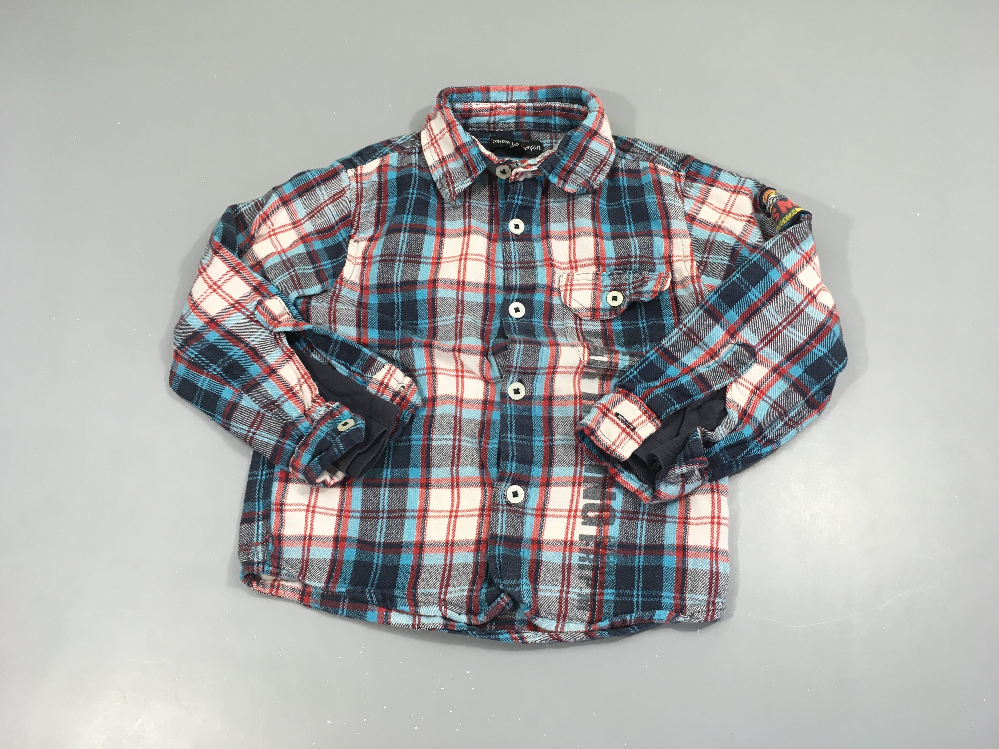 Chemise m.c à carreaux blanc/bleu/rouge