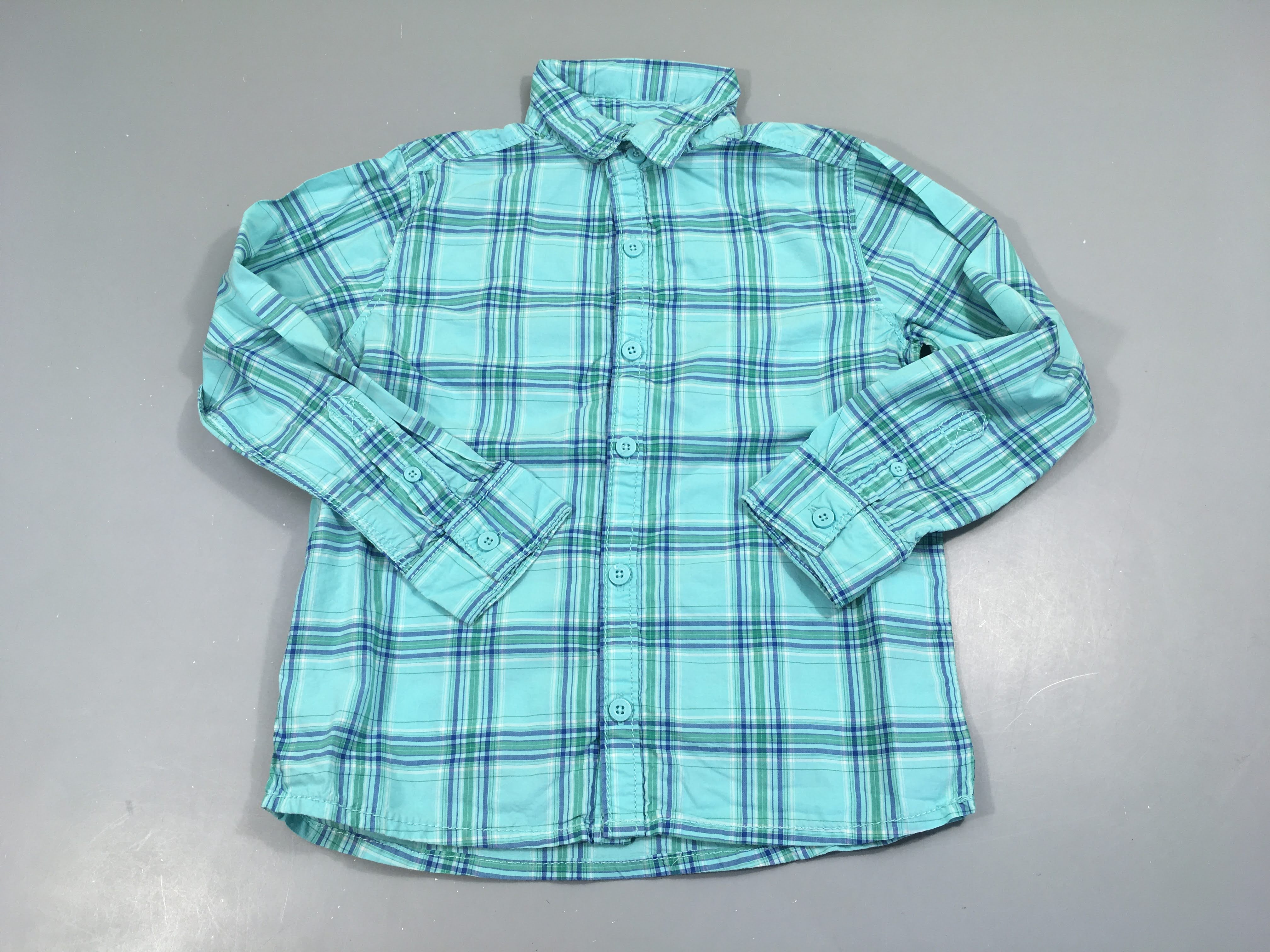 Chemise m.l bleu à carreaux