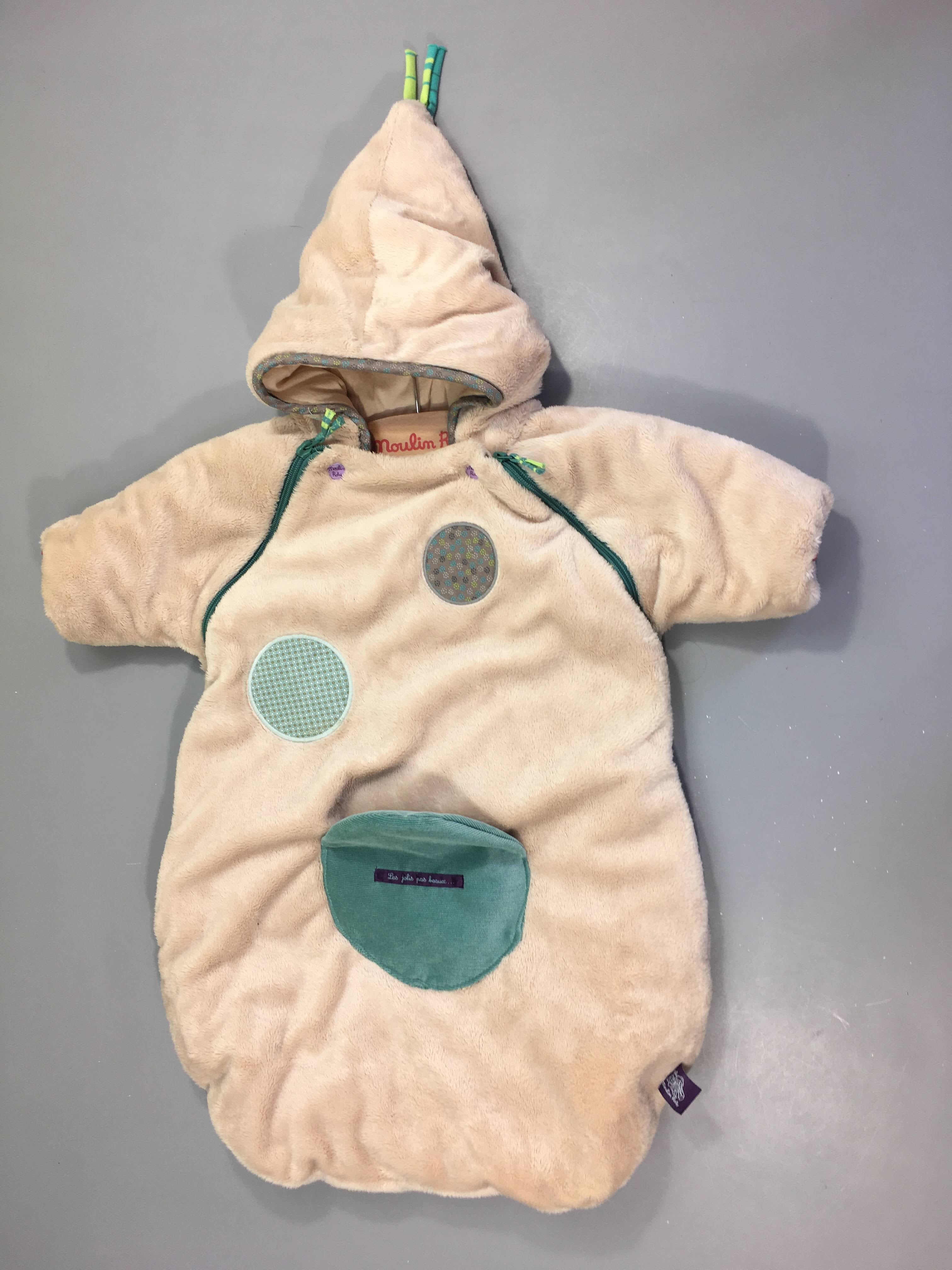 Sac de couchage m.l velours beige à capuche cercles, 60cm