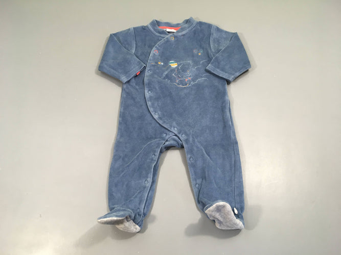 Pyjama velours bleu dragon Victor, moins cher chez Petit Kiwi