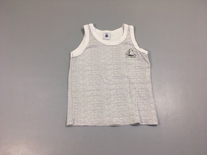 Chemisette s.m blanc rayé noir bateau, moins cher chez Petit Kiwi