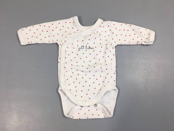 Body m.l blanc coeurs rouges croisé au devant
