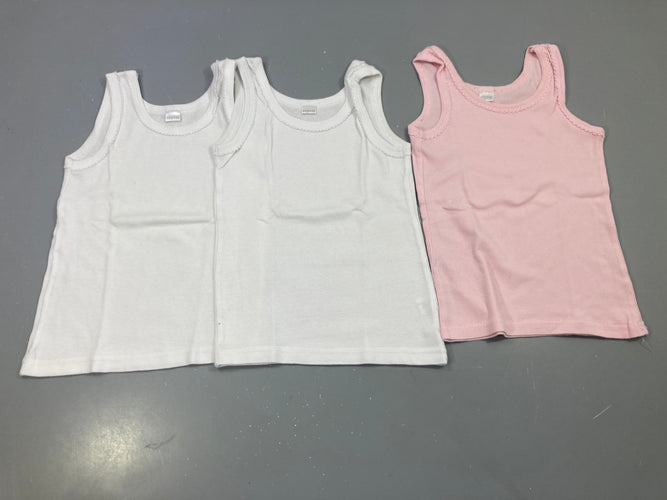 3 Chemisettes s.m blanc et rose,bords festonnés, moins cher chez Petit Kiwi