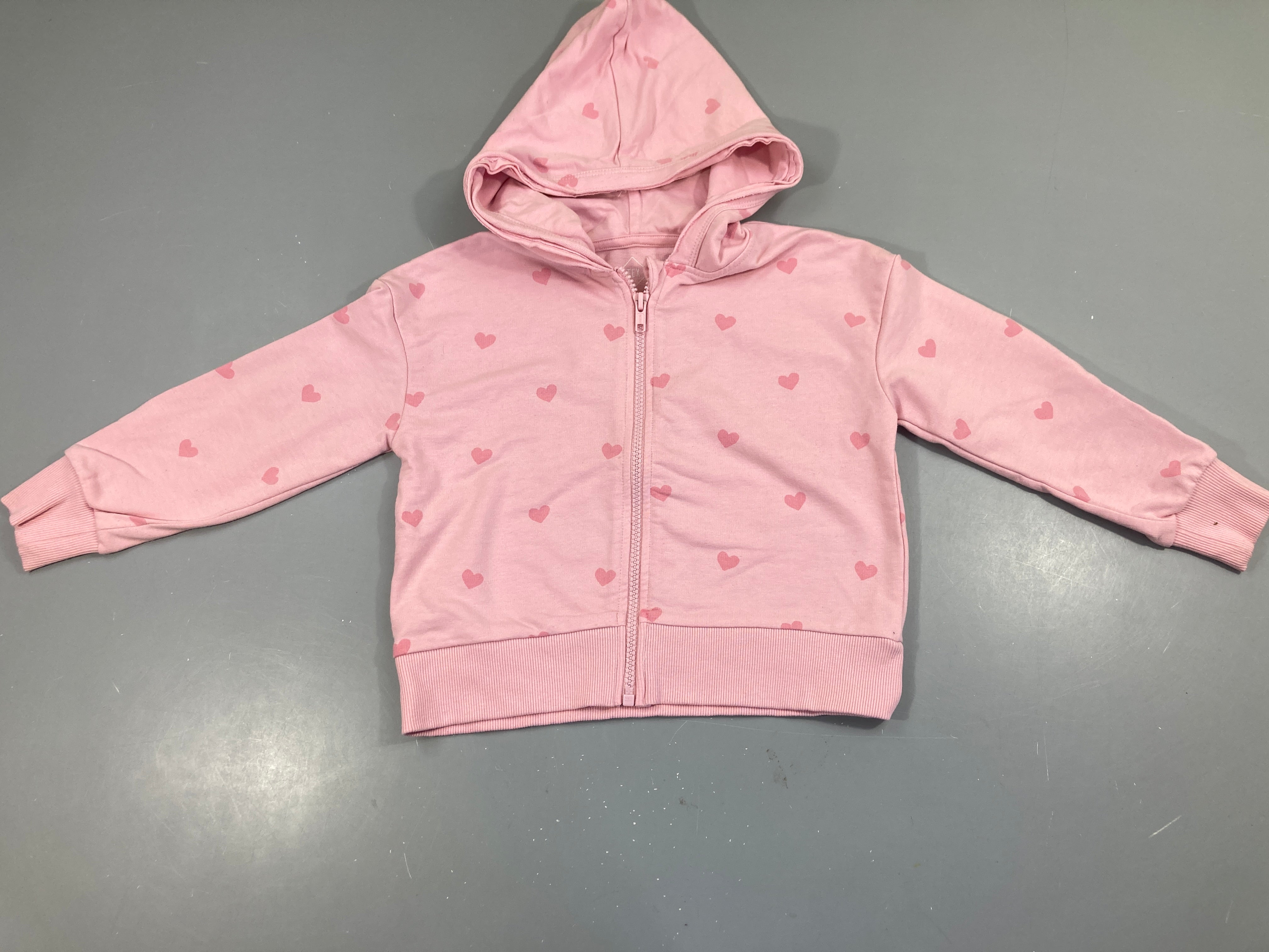 Sweat zippéà capuche rose coeurs
