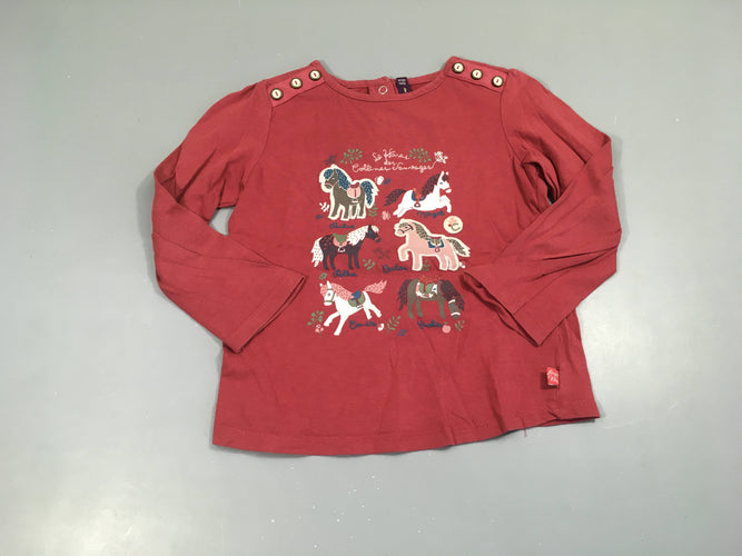 T-shirt m.l rouge foncé chevaux, moins cher chez Petit Kiwi