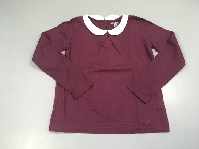 T-shirt m.l aubergine col claudine blanc, moins cher chez Petit Kiwi